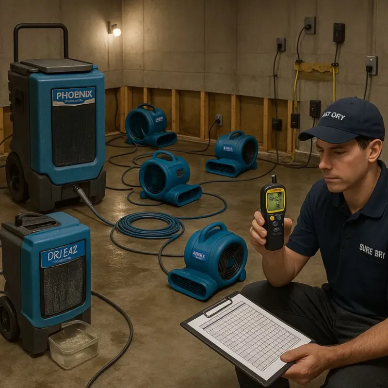 Structural Drying and Dehumidification process in Wood River, IL